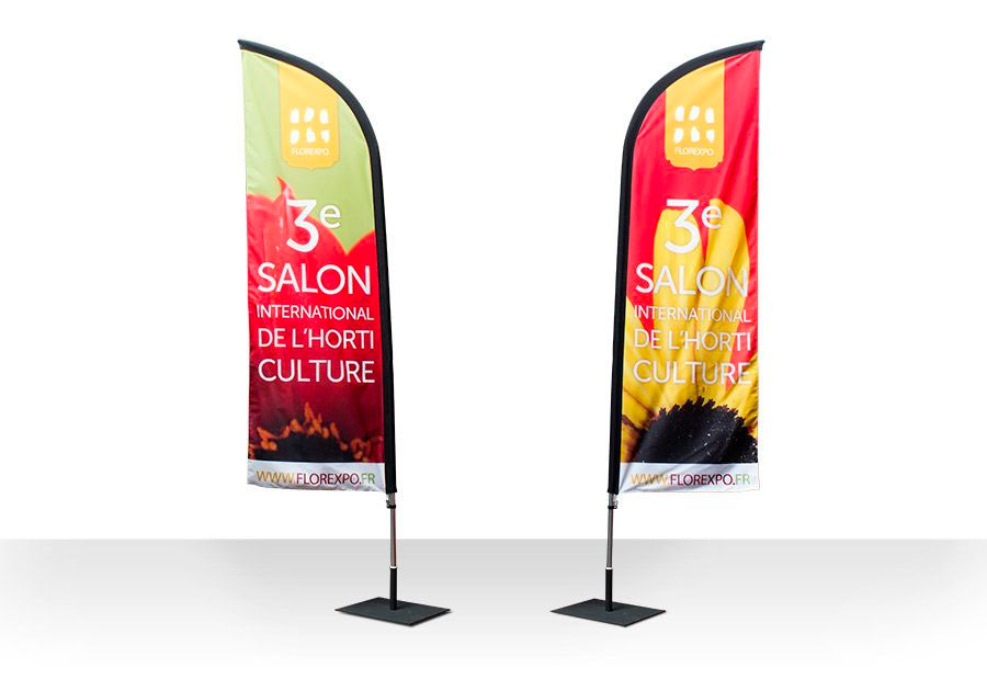Drapeau plume double face ganse noire